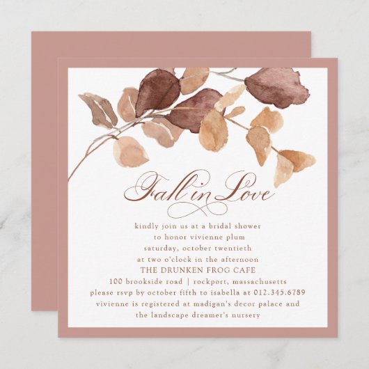 ミニマエレガントリスト紅葉ブライダルシャワー 招待状 (正面/裏面)
