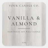 ミニマエレガントリスト素朴ウッドキャンドルラベル スクエアシール (正面)