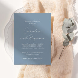 ミニマエレガントリスト結婚のシックなスクリプト埃っぽいブルー 招待状
