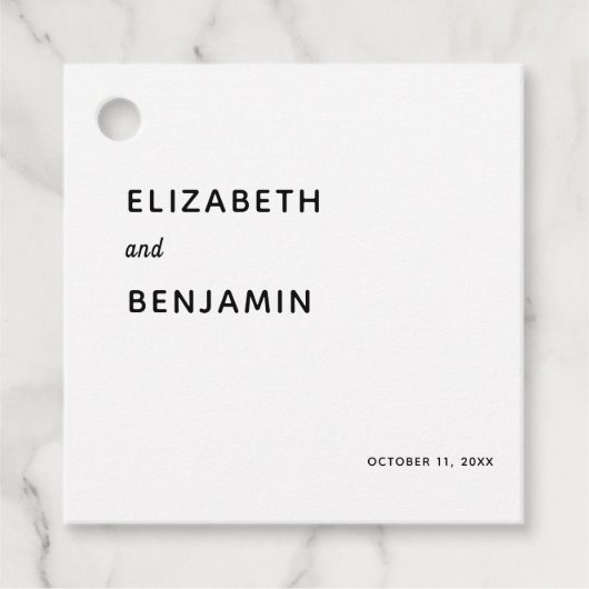 ミニマエレガントリスト結婚のシンプルタイポグラフィブラック フェイバータグ (正面)