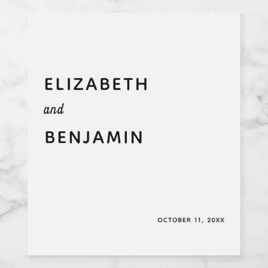 ミニマエレガントリスト結婚のシンプルタイポグラフィブラック ワインラベル (シングルラベル)