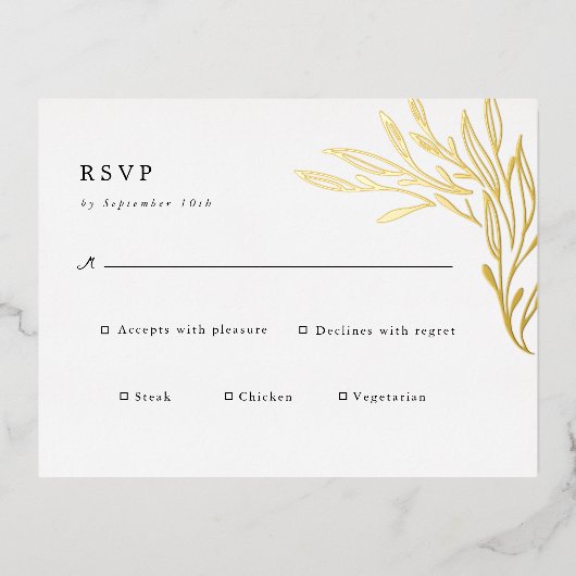 ミニマエレガントリスト結婚のフォイル格納装置カード 箔招待状ポストカード (正面)