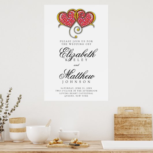 ミニマエレガントリスト結婚のリハーサルのディナーポスター ポスター (キッチン)