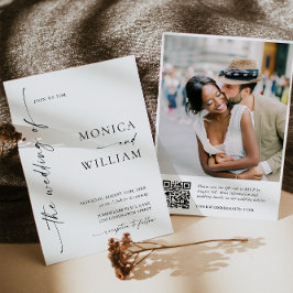 ミニマエレガントリスト結婚の写真QRコード 招待状