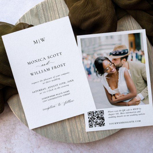 ミニマエレガントリスト結婚の写真QRコード 招待状