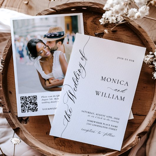 ミニマエレガントリスト結婚の写真QRコード 招待状