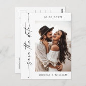 ミニマエレガントリスト結婚の写真QR日付を保存 ポストカード (正面/裏面)