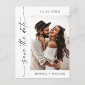 ミニマエレガントリスト結婚の写真QR日付を保存 ポストカード (正面)