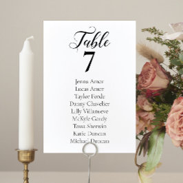 ミニマエレガントリスト結婚の座席表カード テーブルナンバー