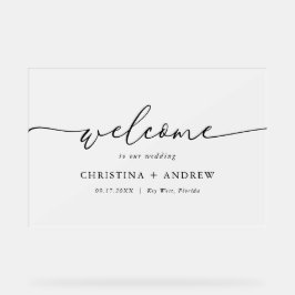 ミニマエレガントリスト結婚の歓迎ポスター アクリルサイン