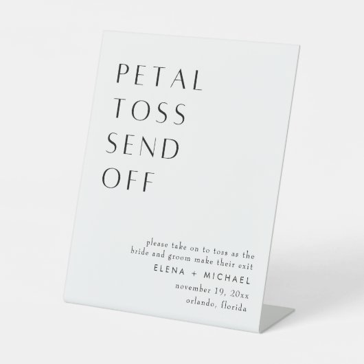 ミニマエレガントリスト結婚の花びらトスがオフに送信 台座サイン (正面)