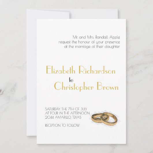 ミニマエレガントリスト結婚の親 招待状 (正面)