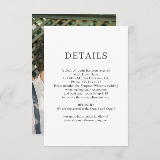 ミニマエレガントリスト結婚の詳細写真 エンクロージャーカード (正面/裏面)