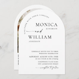 ミニマエレガントリスト結婚のArch Photo QRコード 招待状