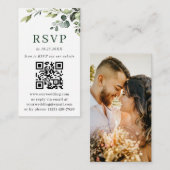 ミニマエレガントリスト結婚のQR RSVP写真 エンクロージャーカード (正面/裏面)