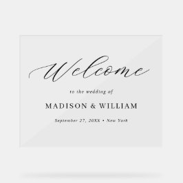 ミニマエレガントリスト結婚スクリプトのウェルカムサイン アクリルサイン