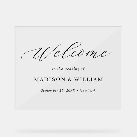 ミニマエレガントリスト結婚スクリプトのウェルカムサイン アクリルサイン (正面)