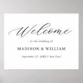 ミニマエレガントリスト結婚スクリプトのウェルカムサイン ポスター (正面)