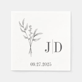 ミニマエレガントリスト結婚ナプキン | カスタムイニシャル スタンダードカクテルナプキン