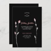 ミニマエレガントリスト結婚ブラックモダンズ&ソフィスティ 招待状 (正面/裏面)