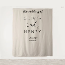 ミニマエレガントリスト結婚ベージュの旗 タペストリー