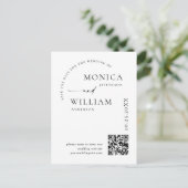 ミニマエレガントリスト結婚式の日付QRコードを保存 ポストカード (スタンド正面)