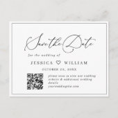 ミニマエレガントリスト結婚式の日付QRコードを保存 ポストカード (正面)