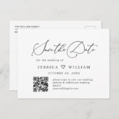 ミニマエレガントリスト結婚式の日付QRコードを保存 ポストカード (正面/裏面)