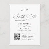 ミニマエレガントリスト結婚式の日付QRコードを保存 ポストカード (正面)