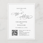 ミニマエレガントリスト結婚式の日付QRコードを保存 ポストカード (正面)