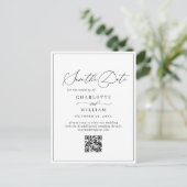 ミニマエレガントリスト結婚式の日付QRコードを保存 ポストカード (スタンド正面)