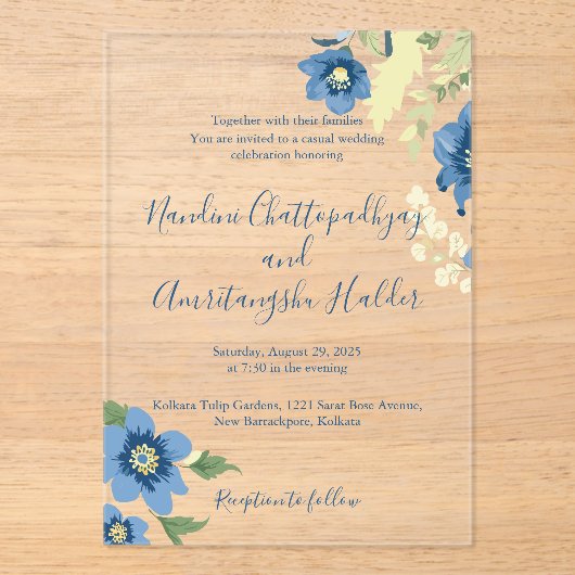 ミニマエレガントリスト結婚式招待状テンプレート アクリル招待状 (正面)