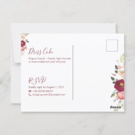 ミニマエレガントリスト結婚式招待状テンプレート ポストカード