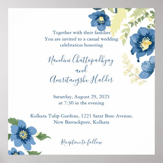 ミニマエレガントリスト結婚式招待状テンプレート | E ポスター (正面)