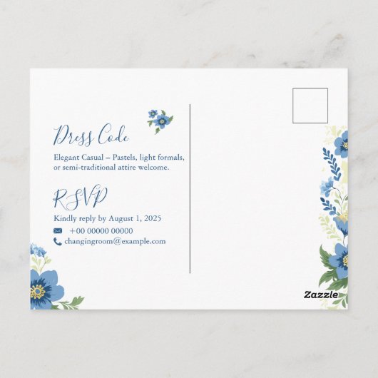 ミニマエレガントリスト結婚式招待状テンプレート | E ポストカード (裏面)