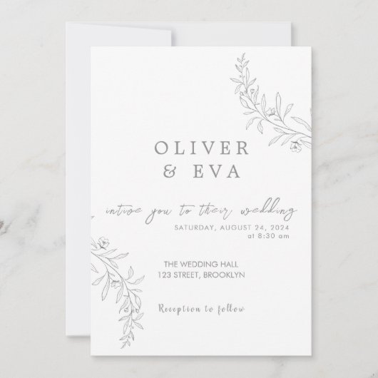 ミニマエレガントリスト結婚式招待状 招待状 (正面)