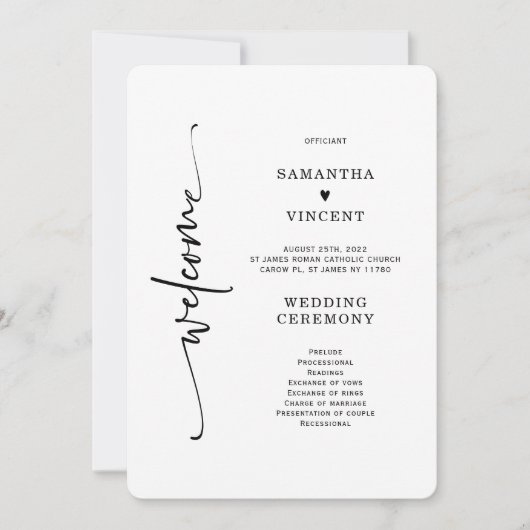 ミニマエレガントリスト結婚式 プログラムテンプレート 招待状 (正面)