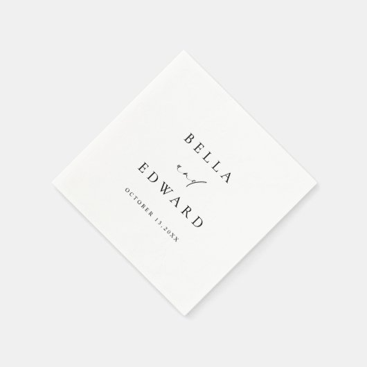 ミニマエレガントリスト結婚白黒モダンズ スタンダードカクテルナプキン (角)