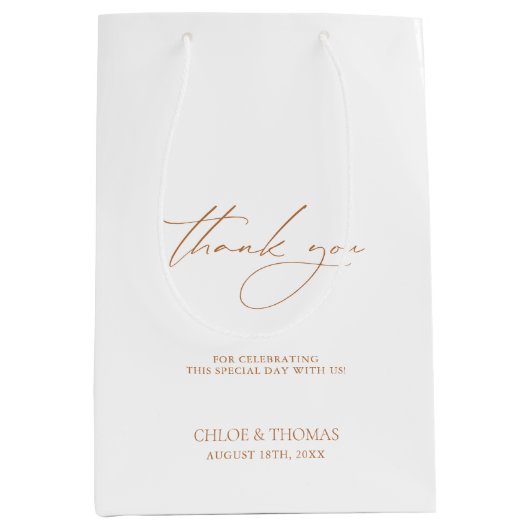 ミニマエレガントリスト結婚・ホワイト ミディアムペーパーバッグ (正面)