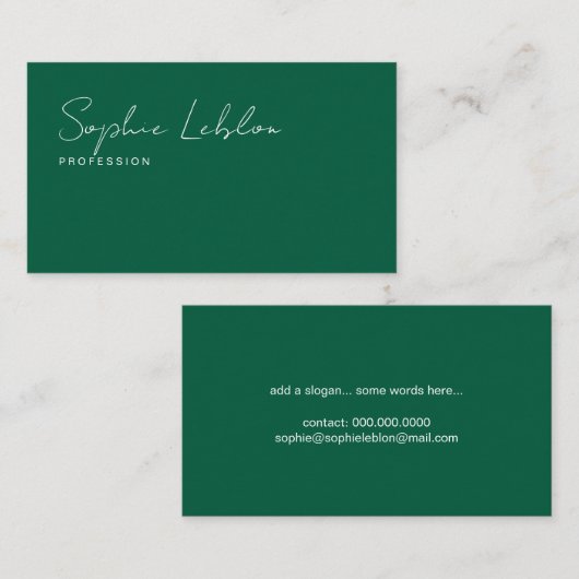 ミニマエレガントリスト署名ハンターグリーン 名刺 (正面/裏面)