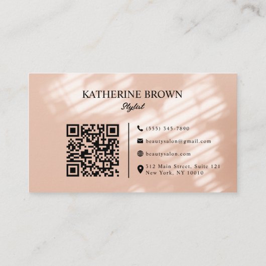 ミニマエレガントリスト美しいサロンスタイリストQRコード 名刺 (裏面)