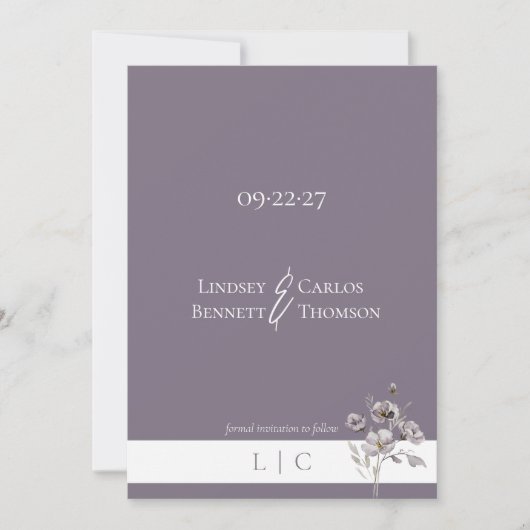 ミニマエレガントリスト色あせた写真書房紫 セーブザデート (正面)