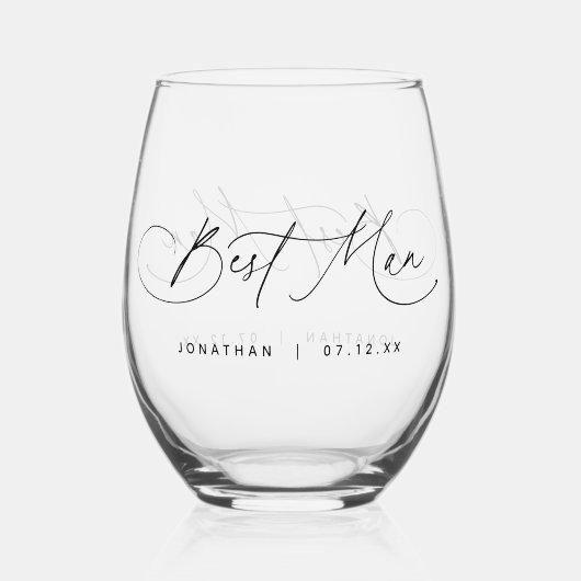 ミニマエレガントリスト花婿介添人 ステムなしワイングラス (正面)