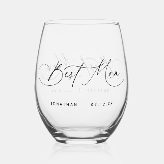 ミニマエレガントリスト花婿介添人 ステムなしワイングラス (裏面)
