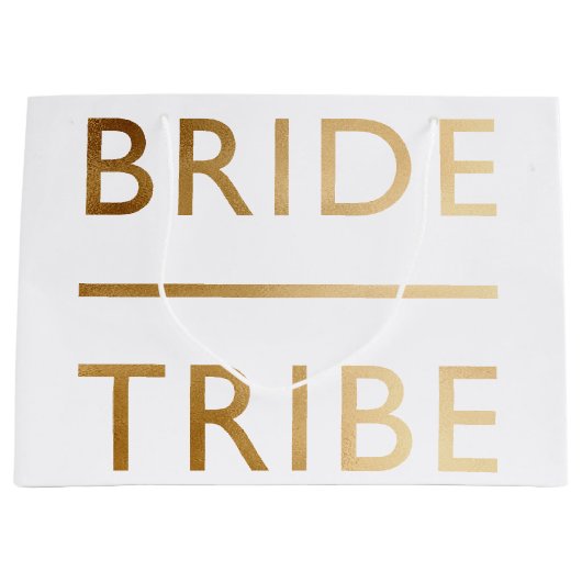 ミニマエレガントリスト花嫁フェイク部族金ゴールド文字 ラージペーパーバッグ (正面)
