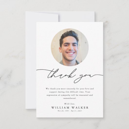 ミニマエレガントリスト葬儀悔やみや弔慰記念写真 サンキューカード (正面)