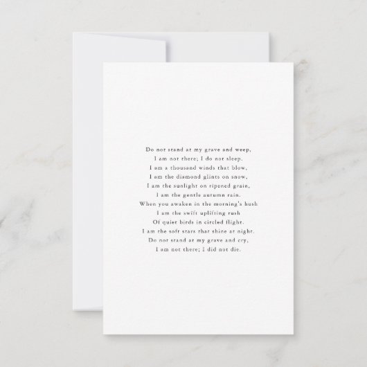 ミニマエレガントリスト葬儀悔やみや弔慰記念写真 サンキューカード (裏面)