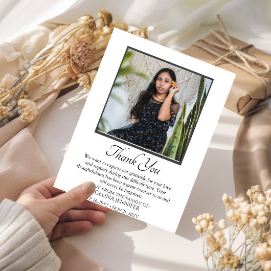 ミニマエレガントリスト葬儀悔やみや弔慰記念写真 サンキューカード