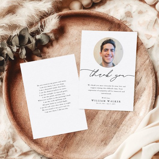 ミニマエレガントリスト葬儀悔やみや弔慰記念写真 サンキューカード