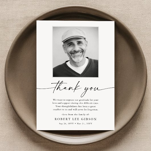 ミニマエレガントリスト葬儀悔やみや弔慰記念写真 サンキューカード